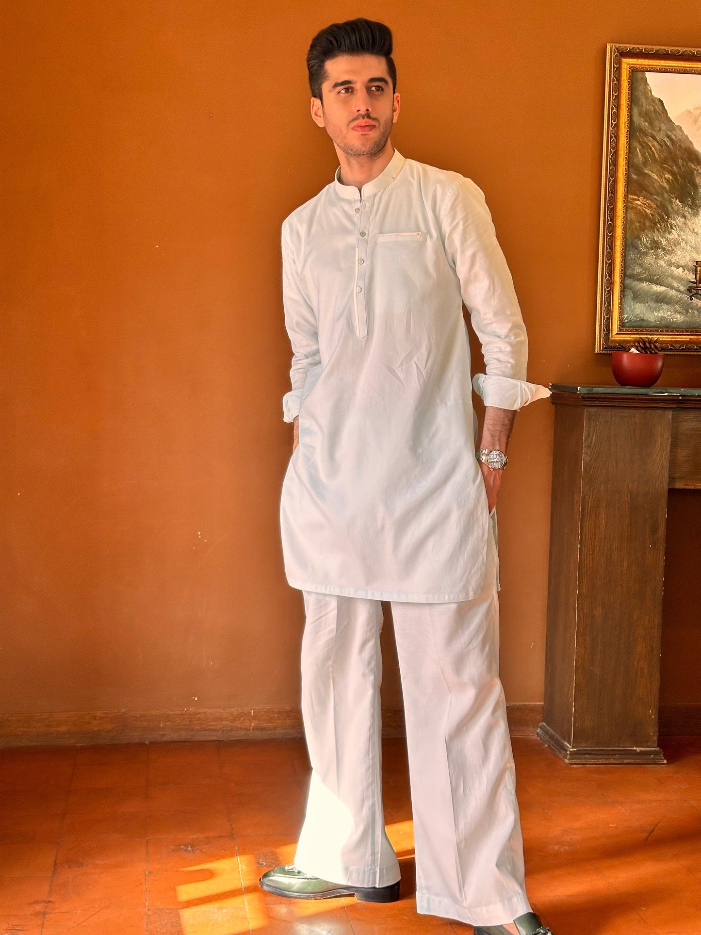 Mint Green Short Kurta with Bellbottoms