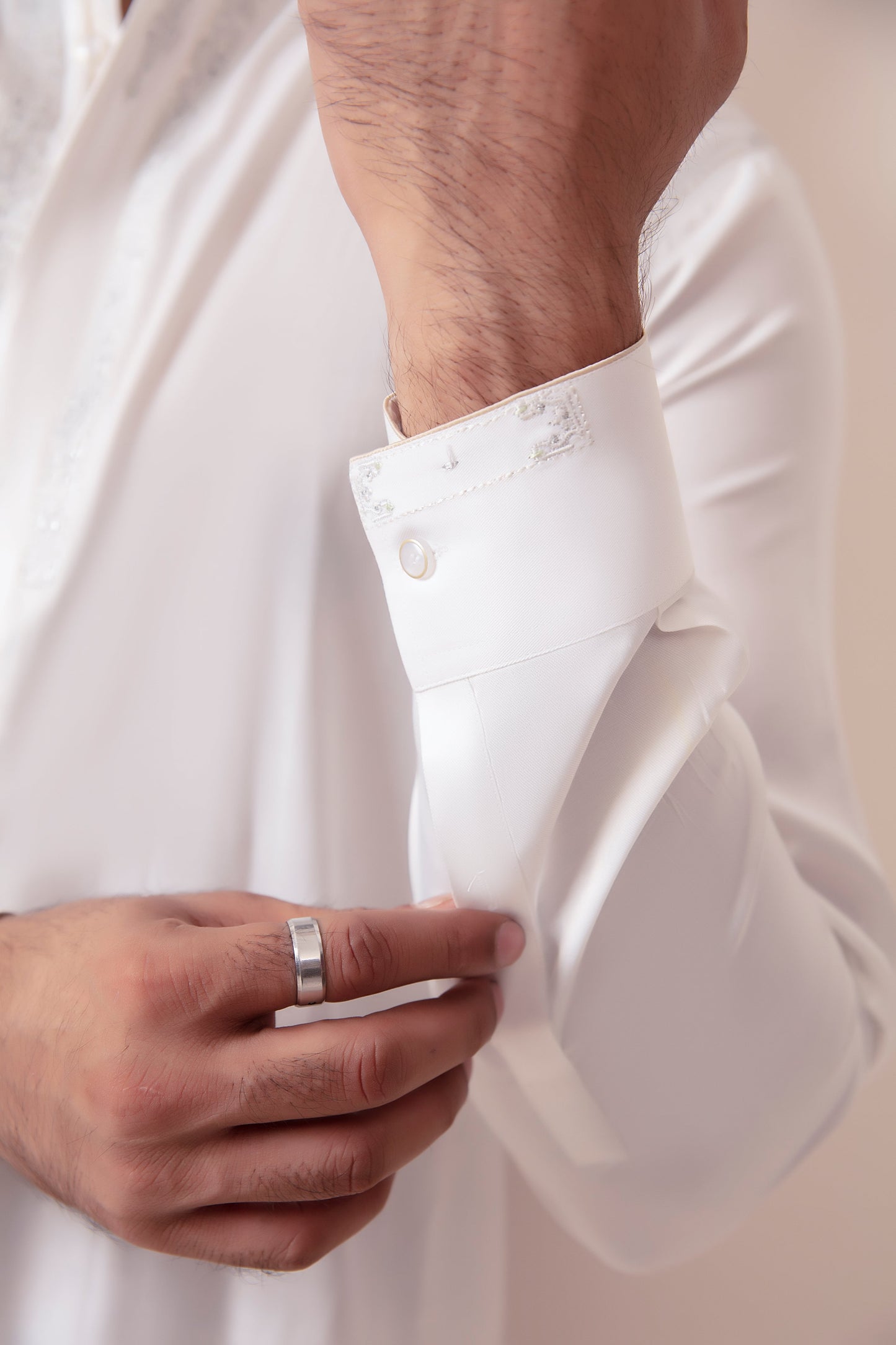 WHITE SATIN KURTA PAJAMA