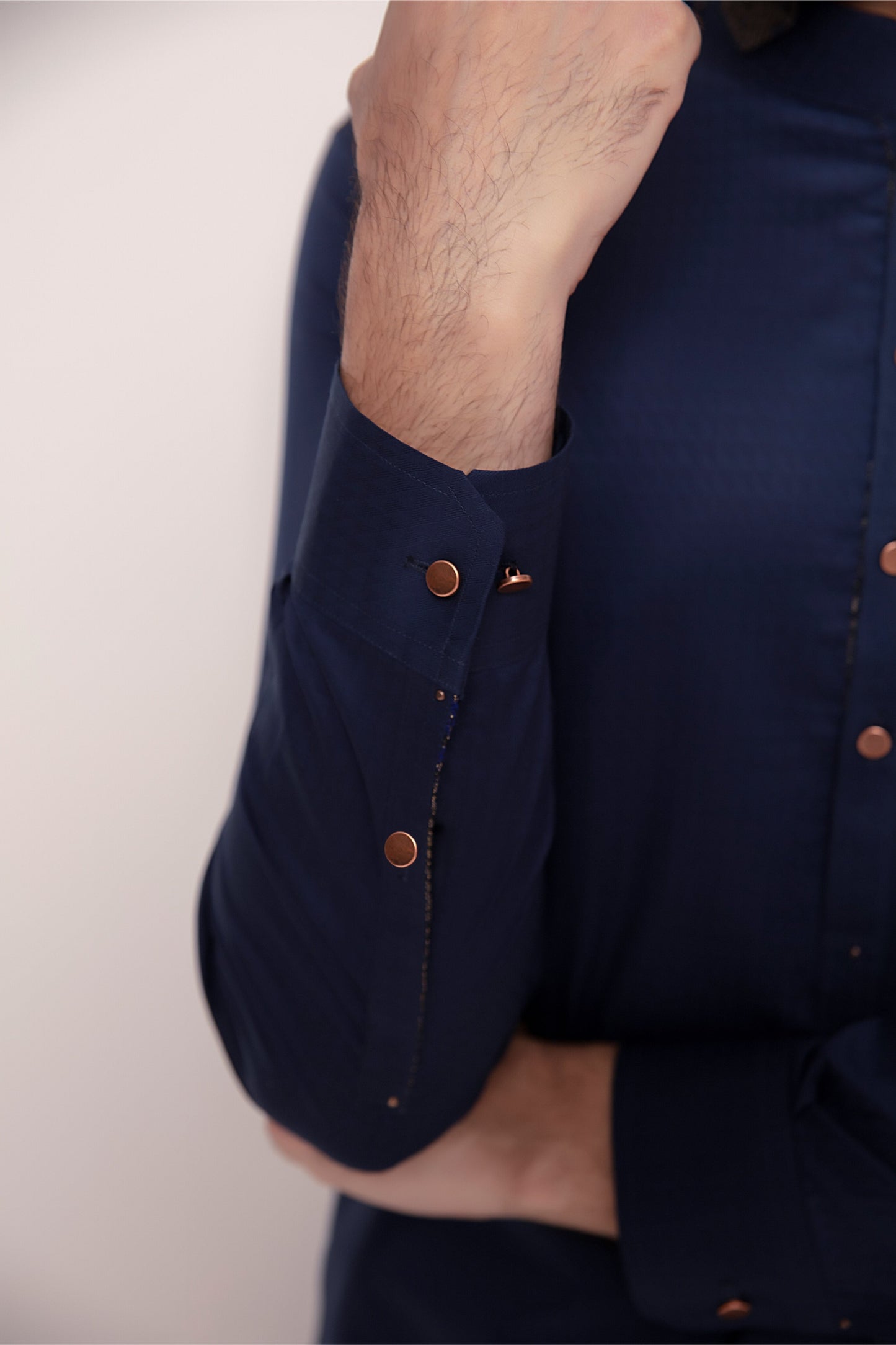 BLUE JACQUARD KURTA PAJAMA