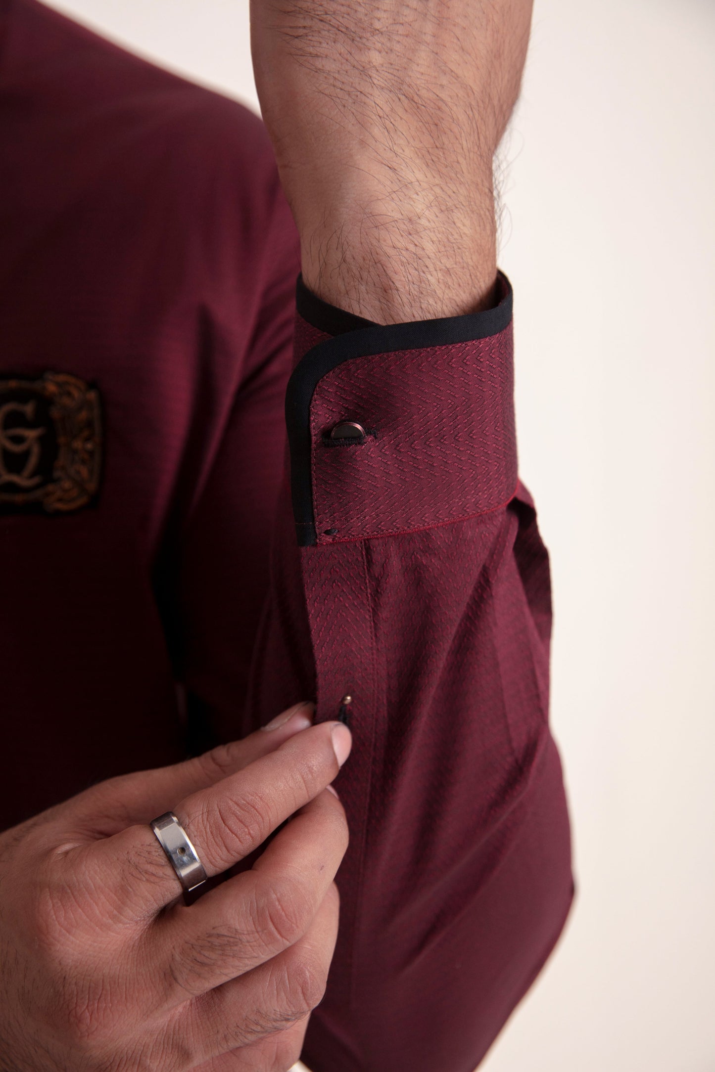 MAROON JACQUARD KURTA PAJAMA