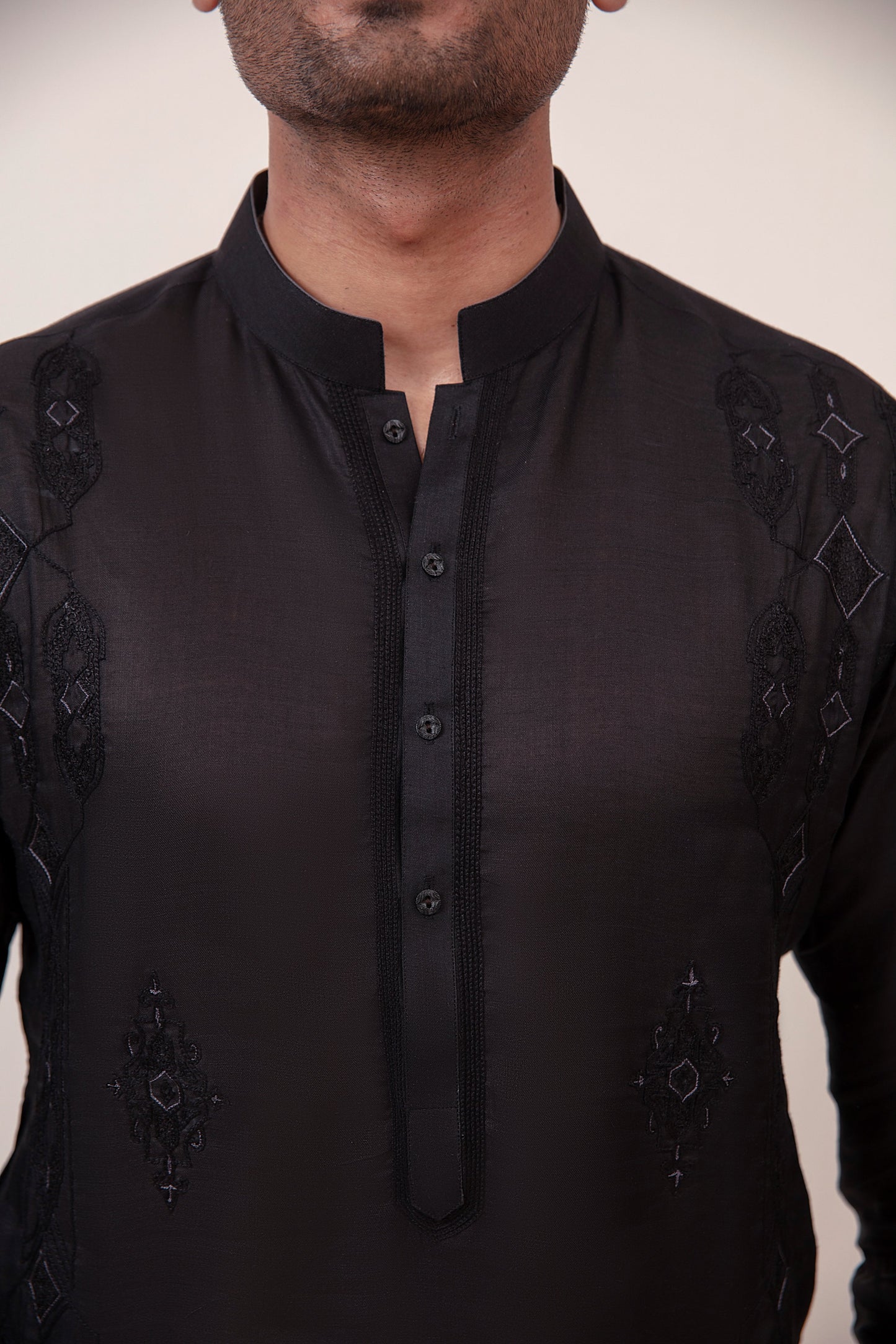 IRISH BLACK HAND STITCHEN APPLIQUE KURTA PAJAMA