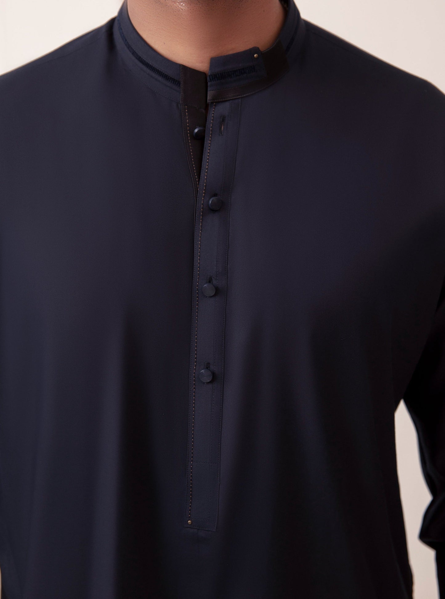 NAVY BLUE BLENDED KURTA PAJAMA