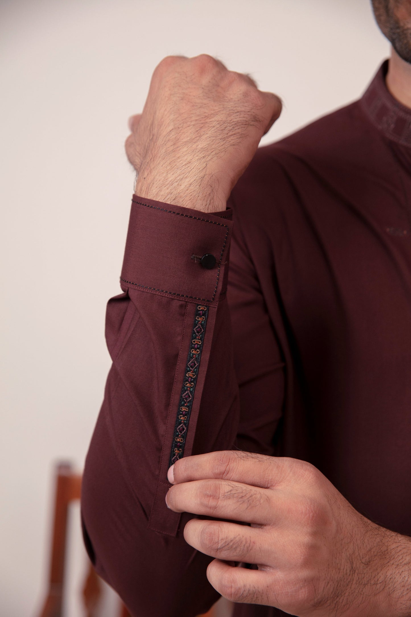 MAROON BLENDED KAMEEZ SHALWAR