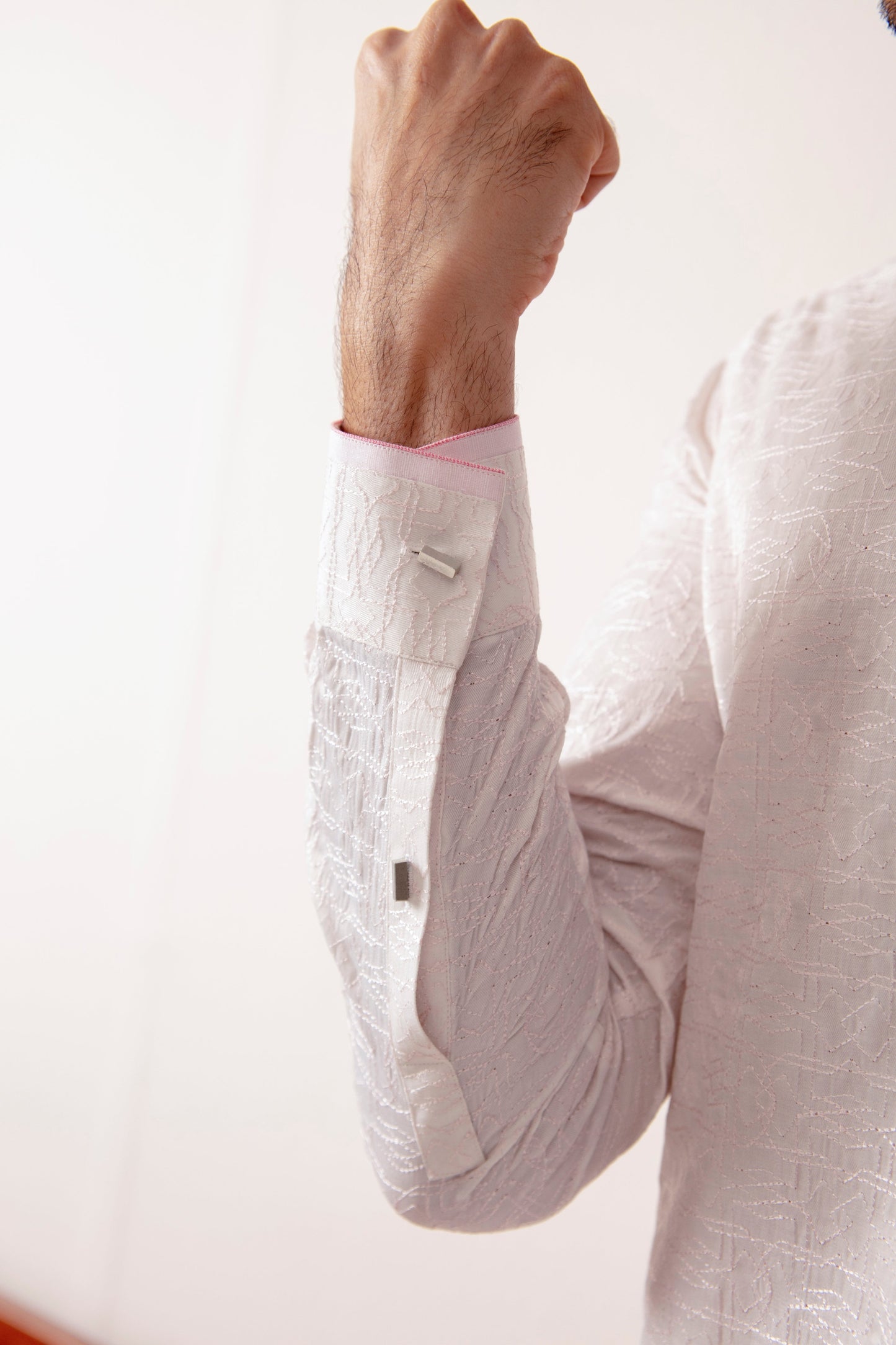 White Fancy Blended Kurta Pajama