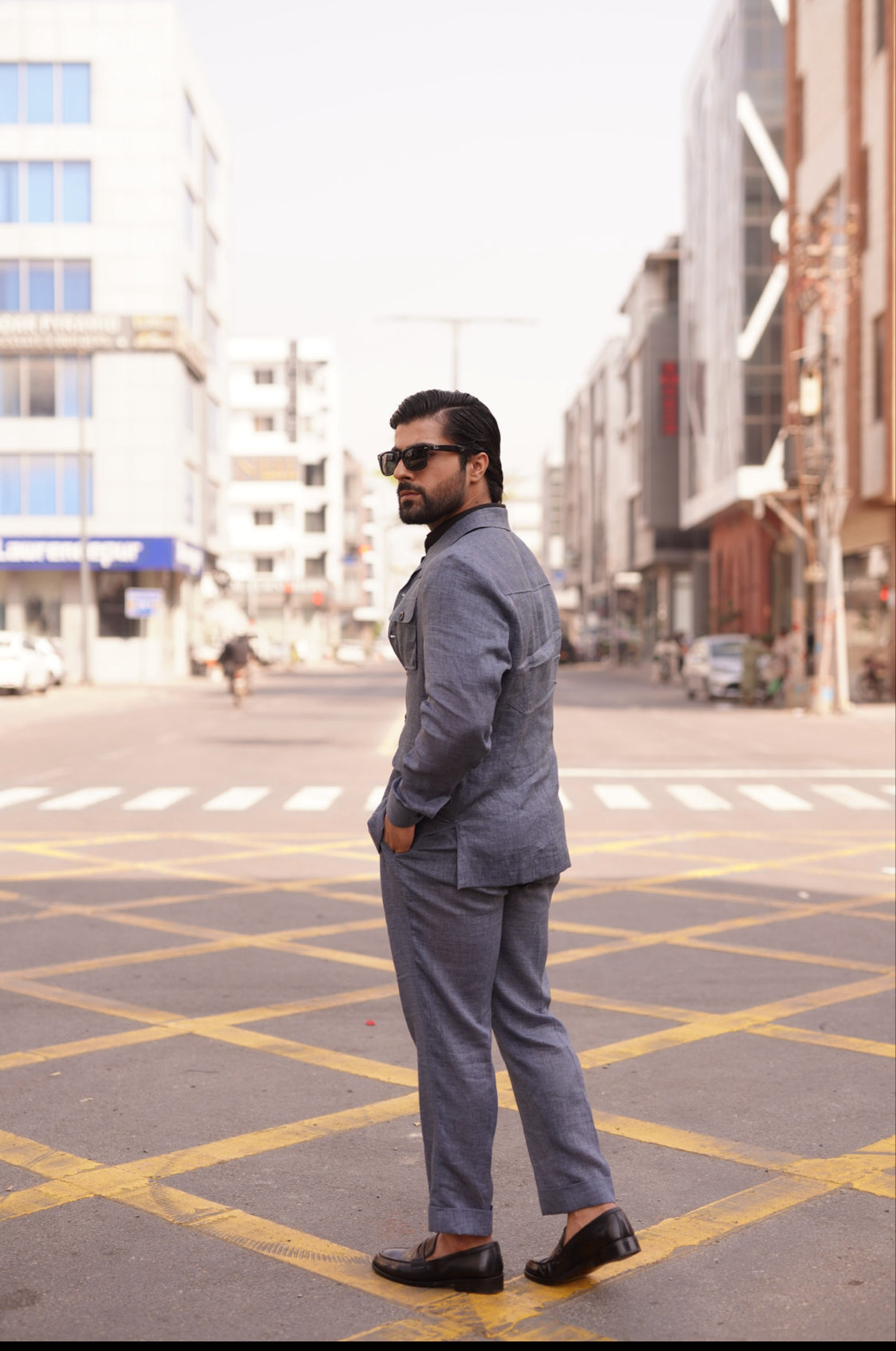 Blue Linen Safari Suit. CO-ORD Set