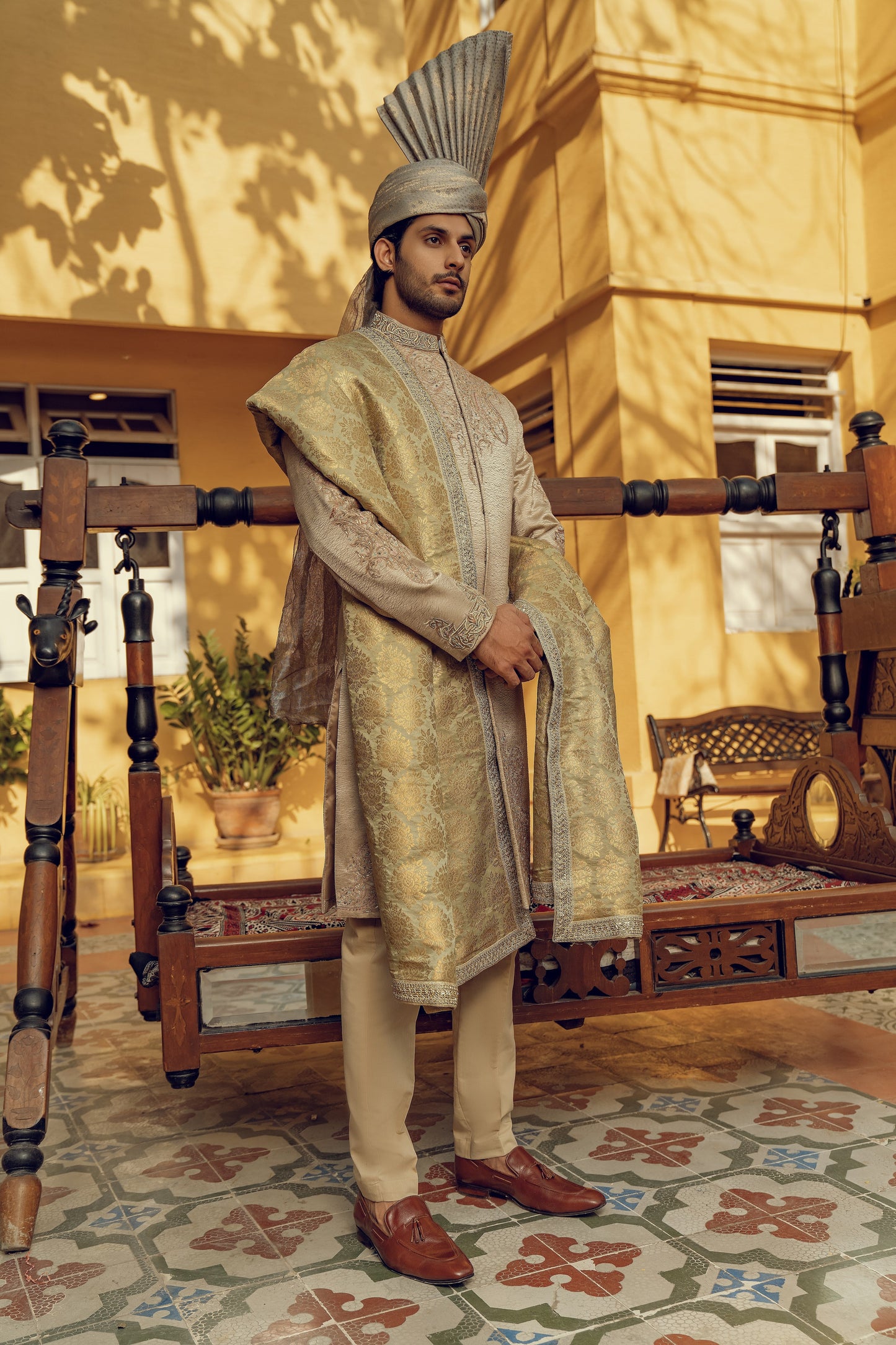 OPULENT BEIGE HAND EMBROIDERED SHERWANI (ORDER VIA BOOK AN APPOINTMENT ONLY)