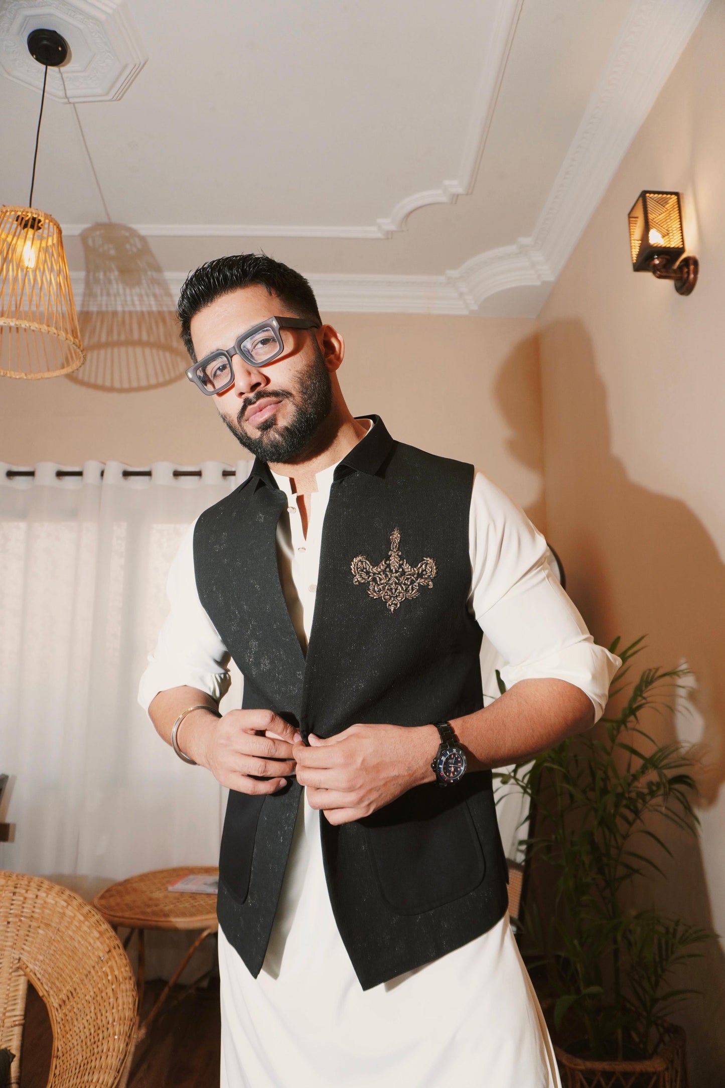 Black Embroidered Waistcoat