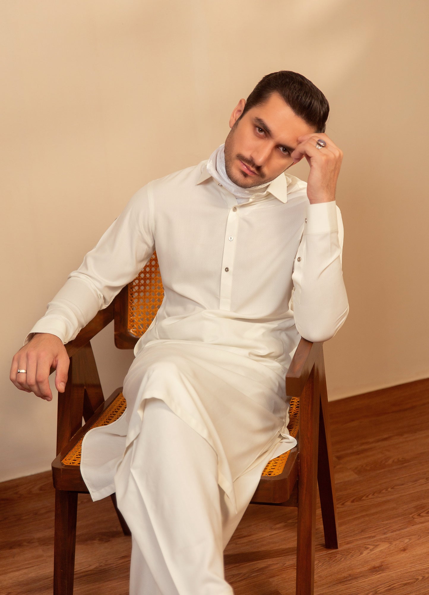Basic white shalwar kameez.