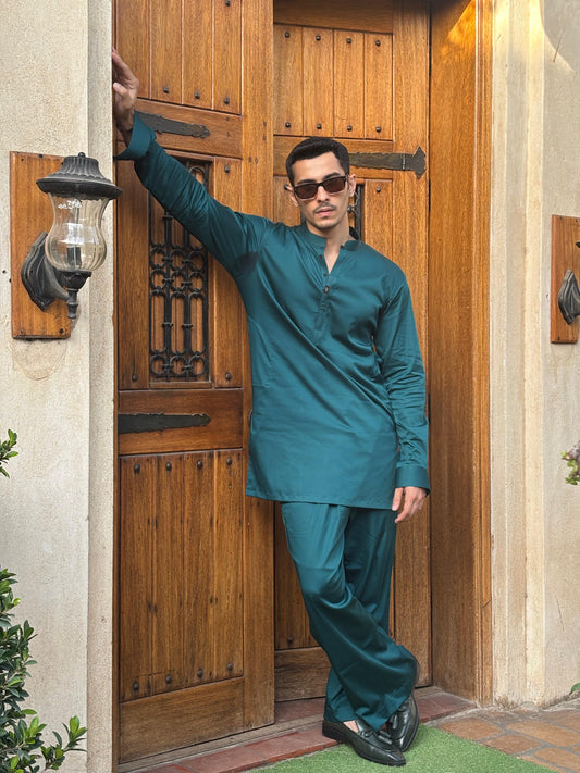 Bottle Green kurta with Bell Bottoms