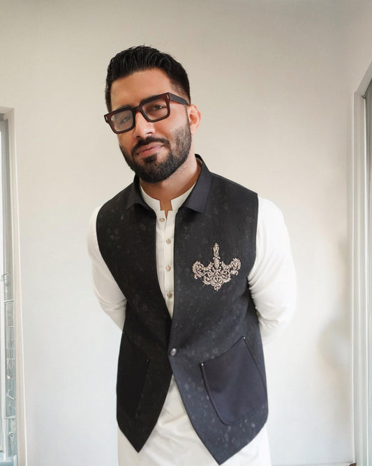 Black Embroidered Waistcoat