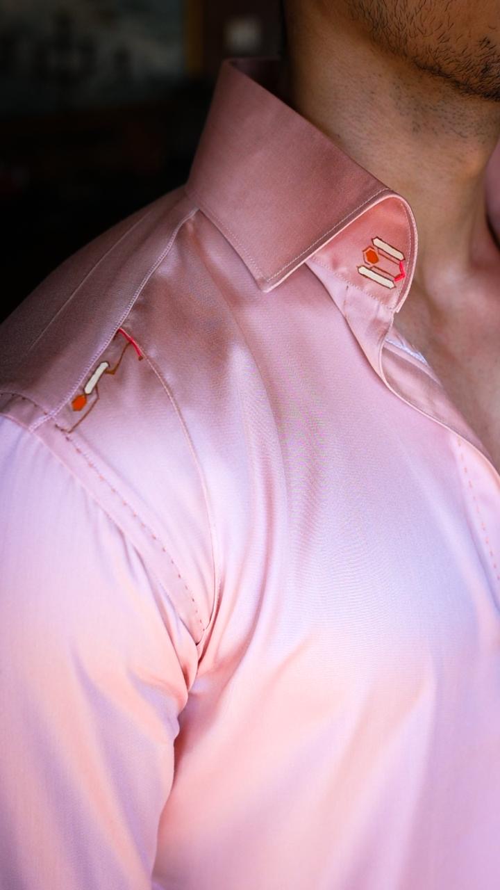 Pink Hand Painted Kurta with Bellbottoms Trousers