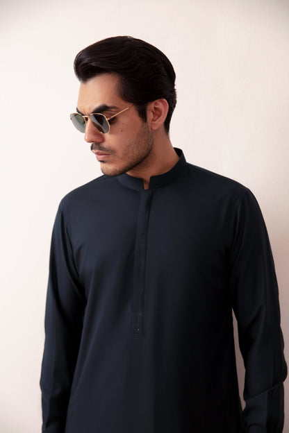 MOROCCAN BLUE BLENDED KURTA PAJAMA