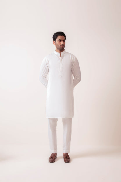 WHITE SATIN KURTA PAJAMA