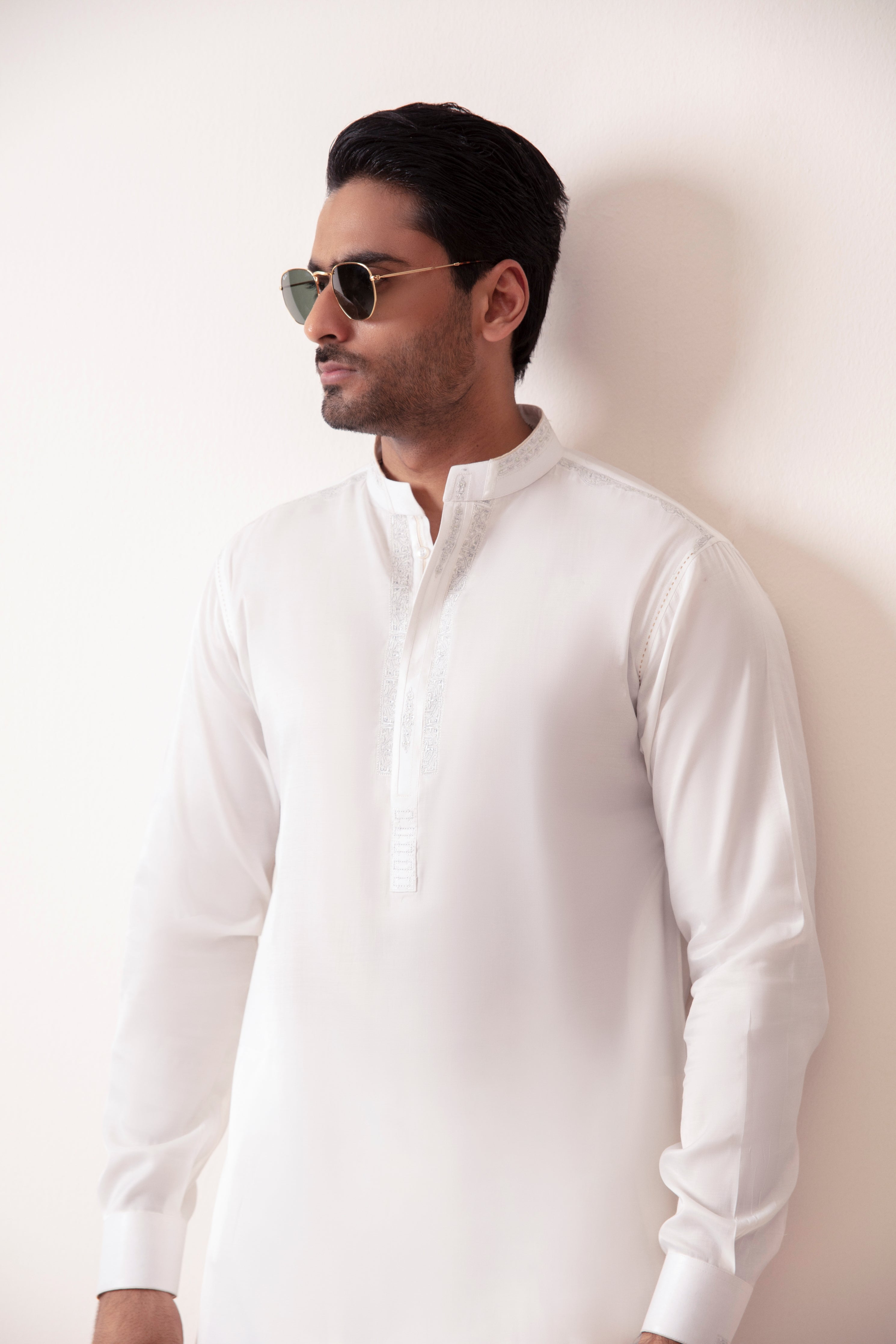 WHITE SATIN KURTA PAJAMA