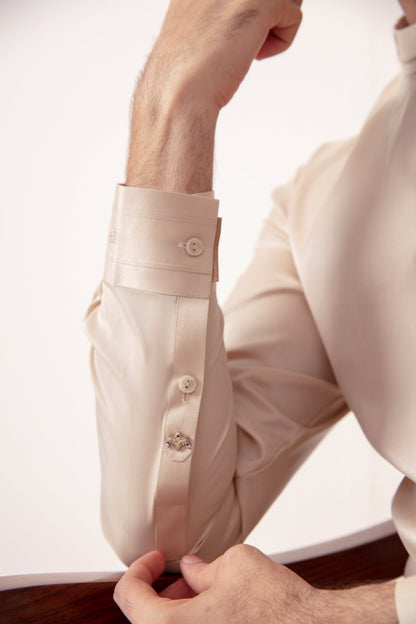 BEIGE SATIN KURTA PAJAMA