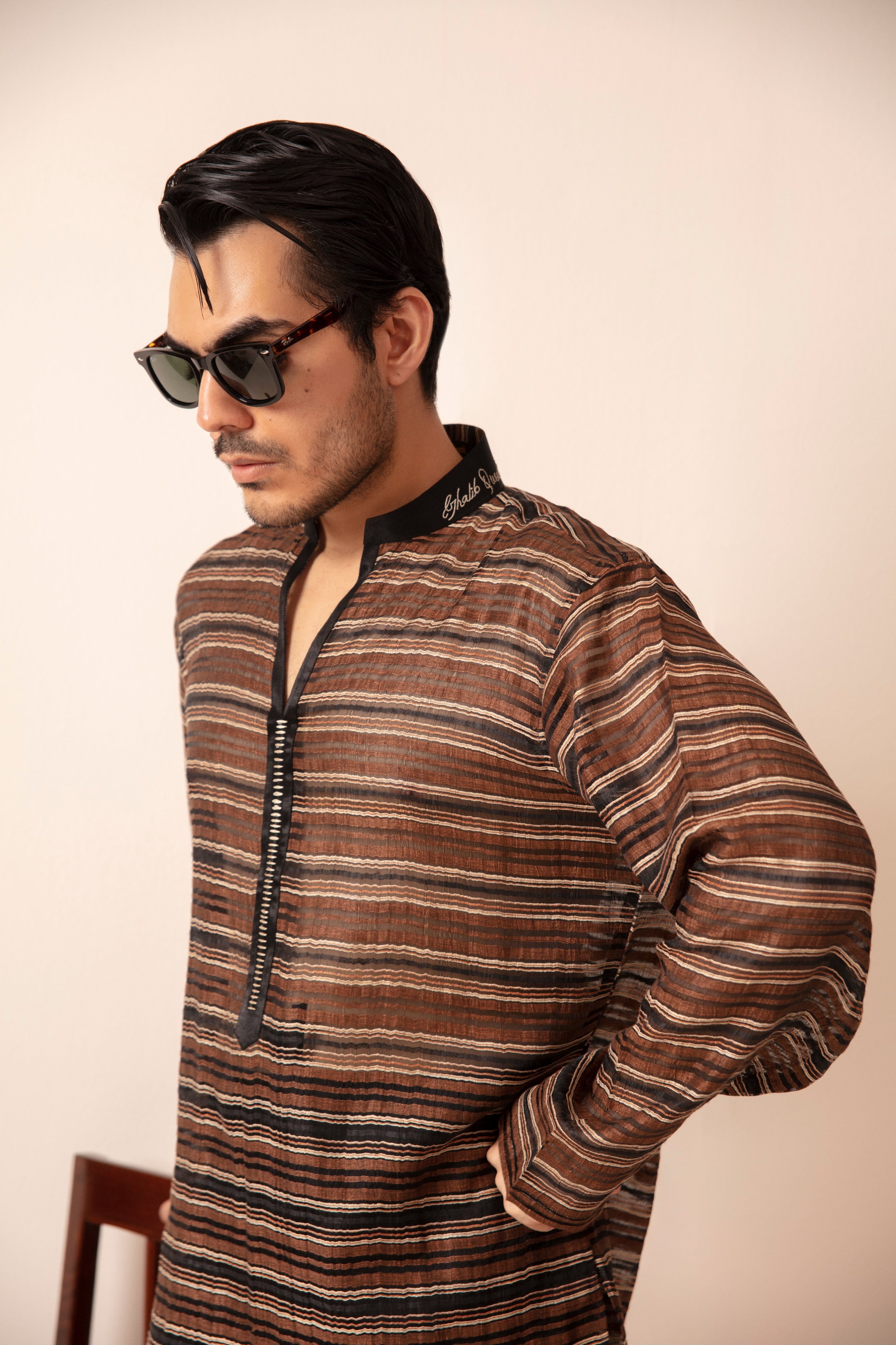 BROWN SHORT KURTA BELL BOTTOM PAJAMA