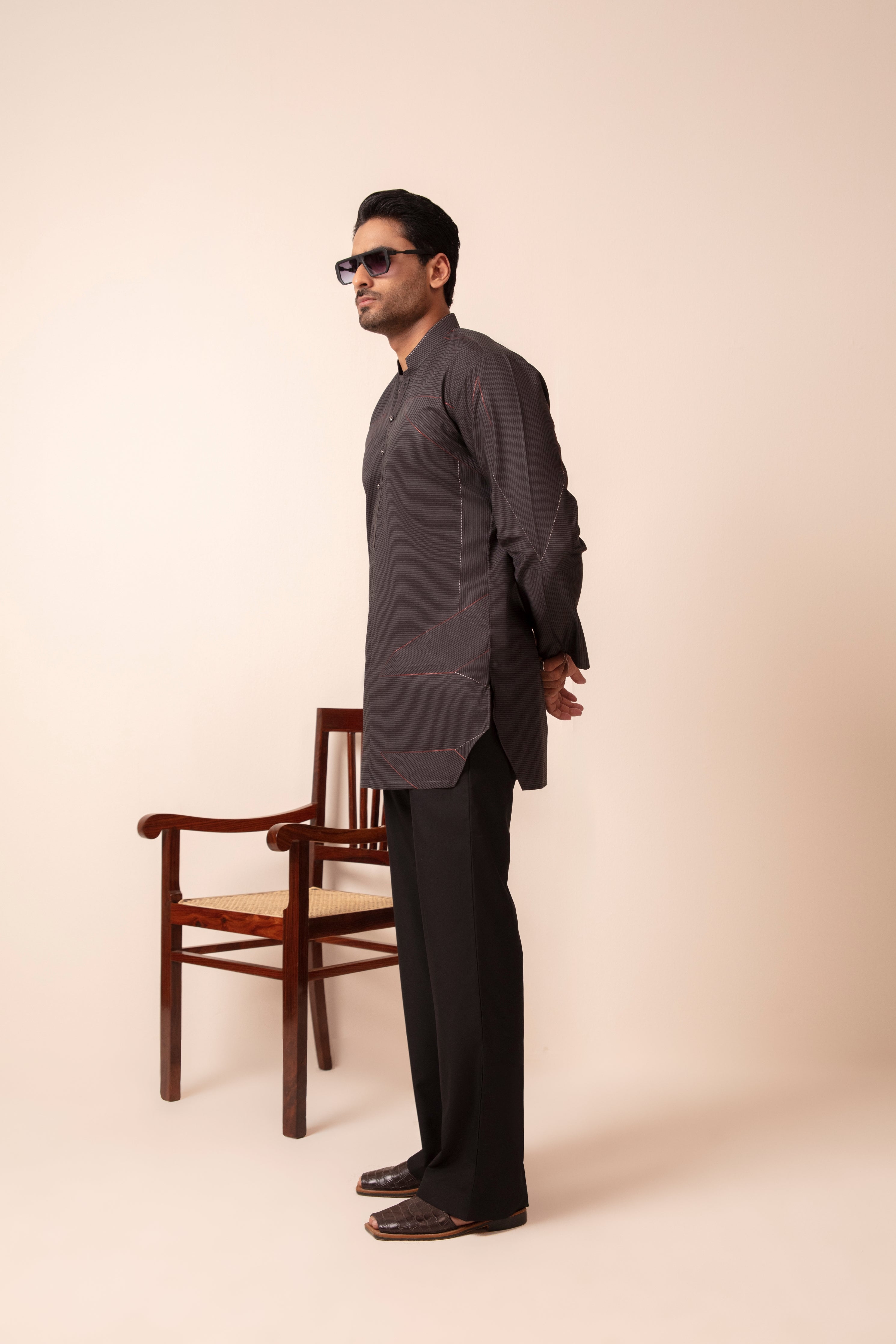 GREY SHORT KURTA BELL BOTTOM PAJAMA
