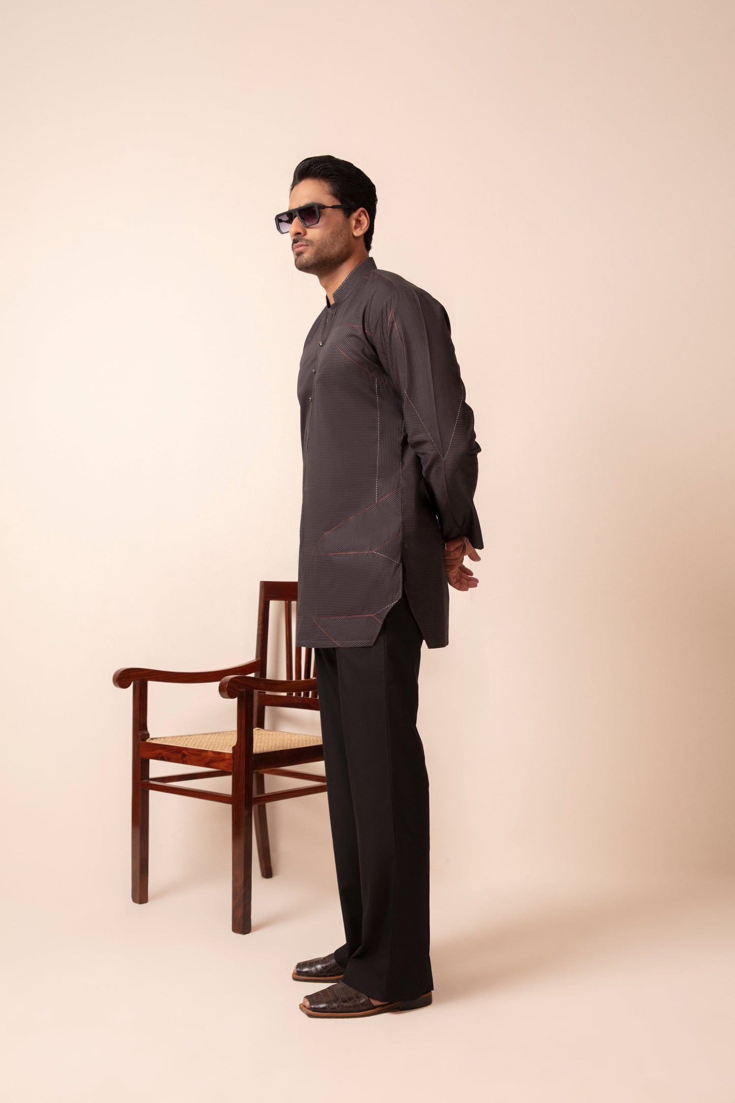 GREY SHORT KURTA BELL BOTTOM PAJAMA