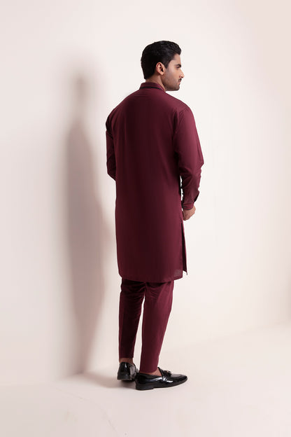 MAROON JACQUARD KURTA PAJAMA