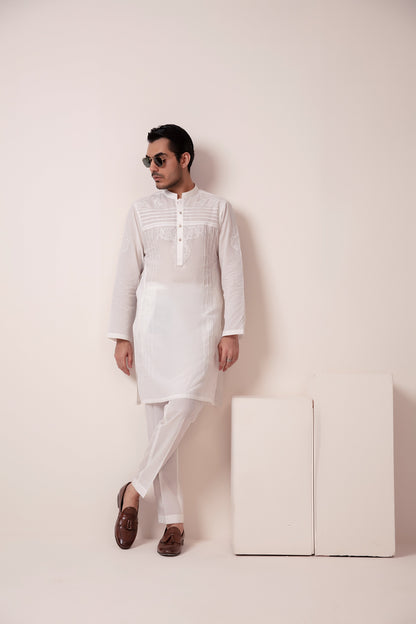 IRISH WHITE APPLIQUE KURTA PAJAMA