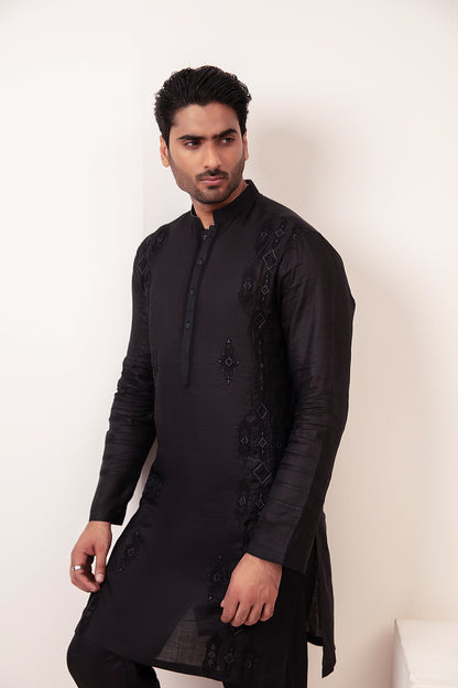 IRISH BLACK HAND STITCHEN APPLIQUE KURTA PAJAMA