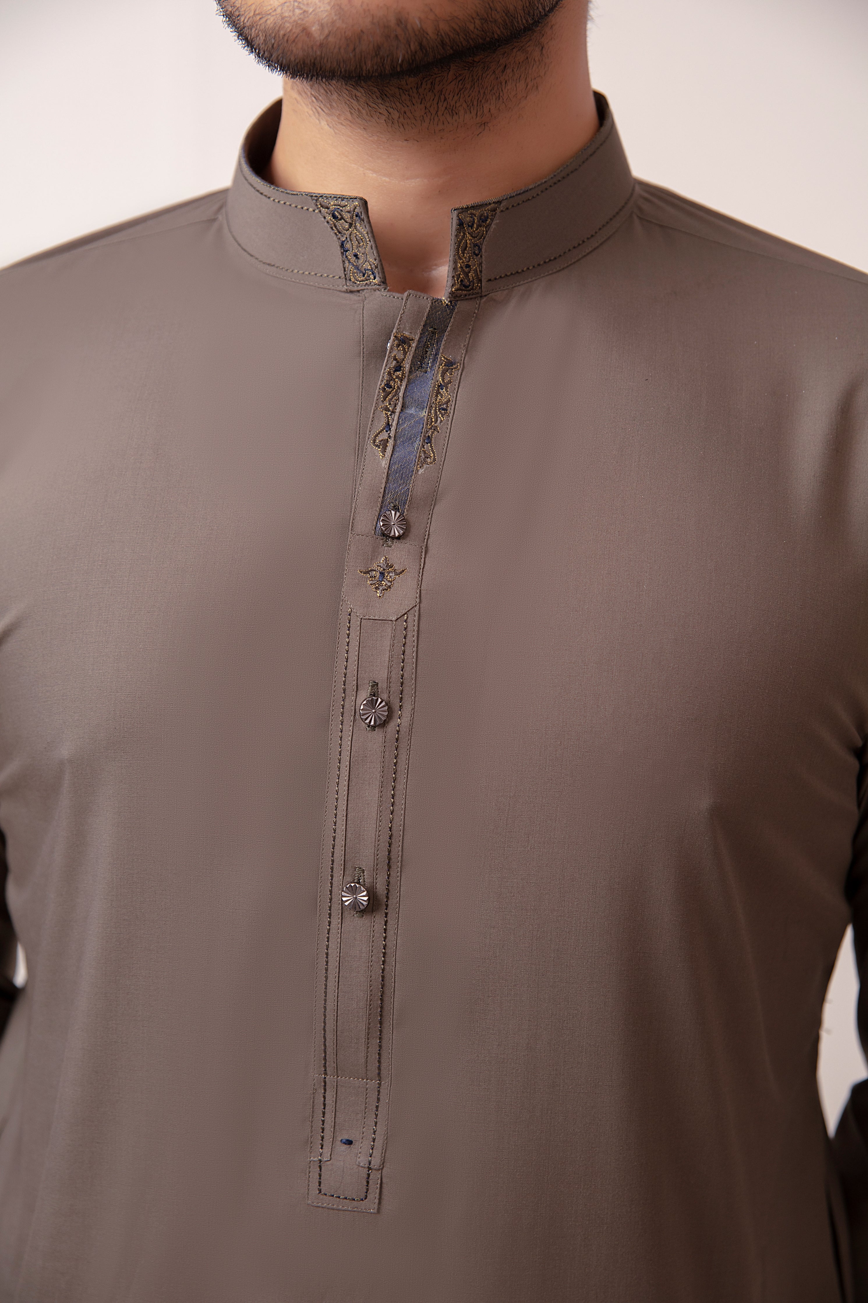 OLIVE GREEN BLENDED KAMEEZ SHALWAR