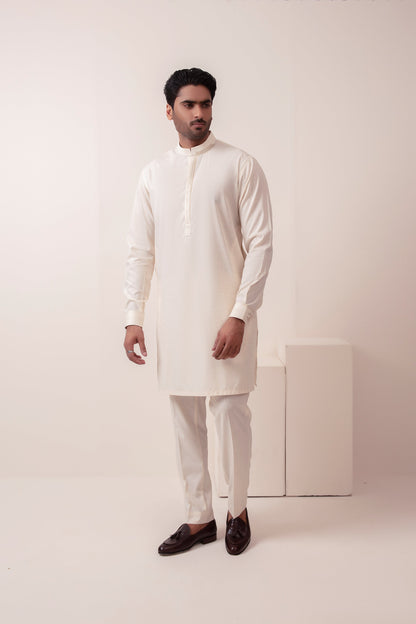 BEIGE AYUDIA BLENDED SLUB KURTA PAJAMA