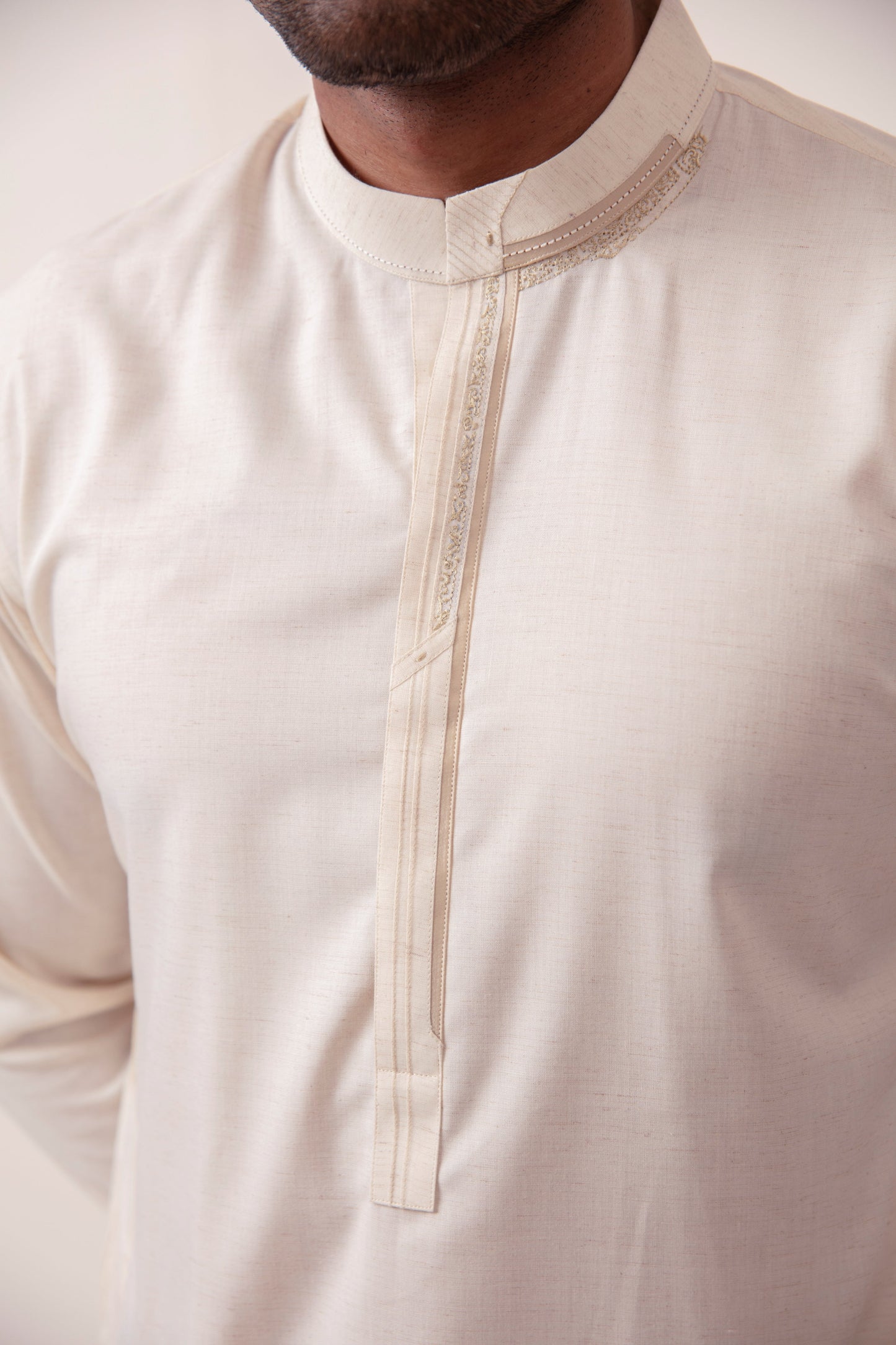 BEIGE AYUDIA BLENDED SLUB KURTA PAJAMA