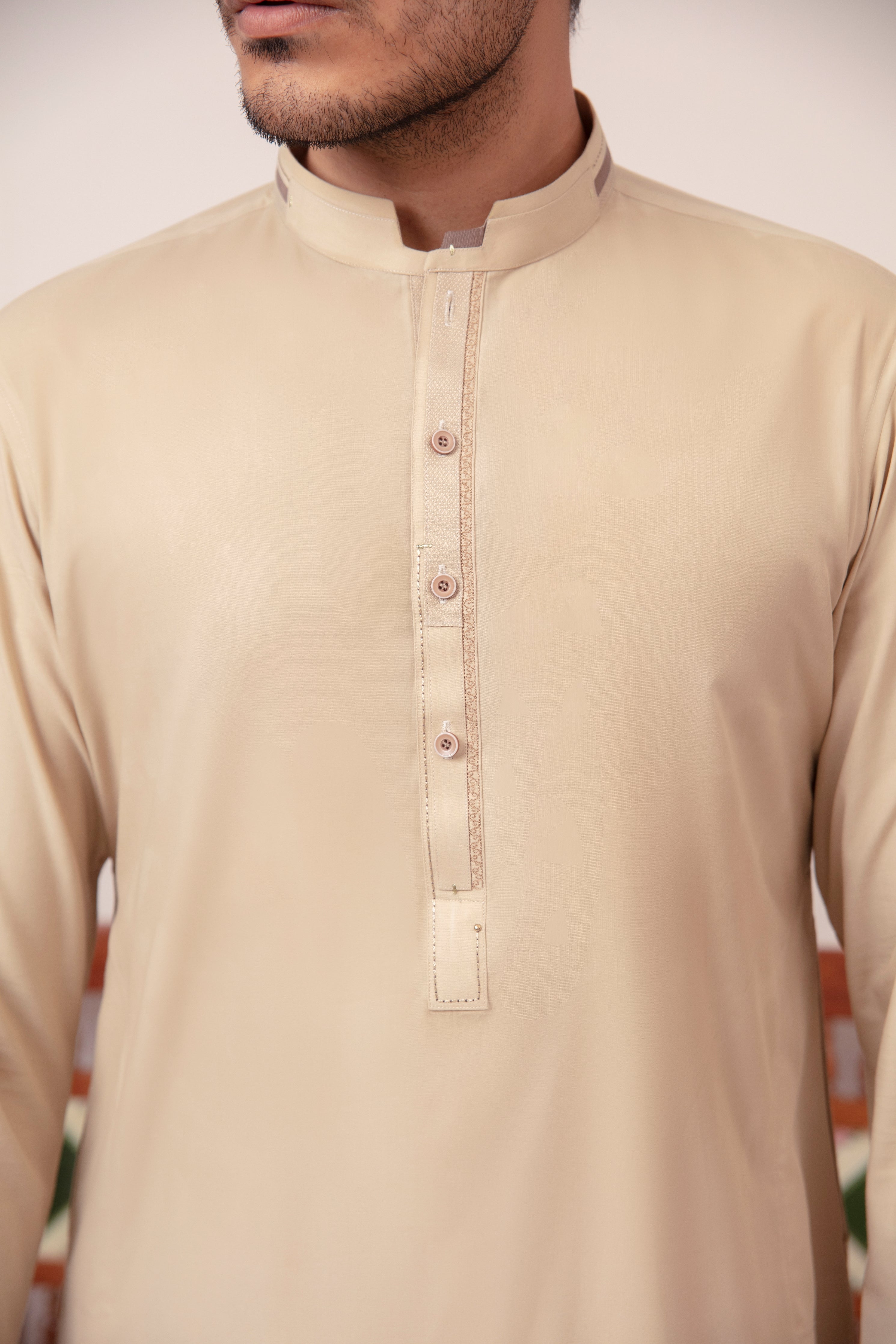 BEIGE BLENDED KAMEEZ SHALWAR