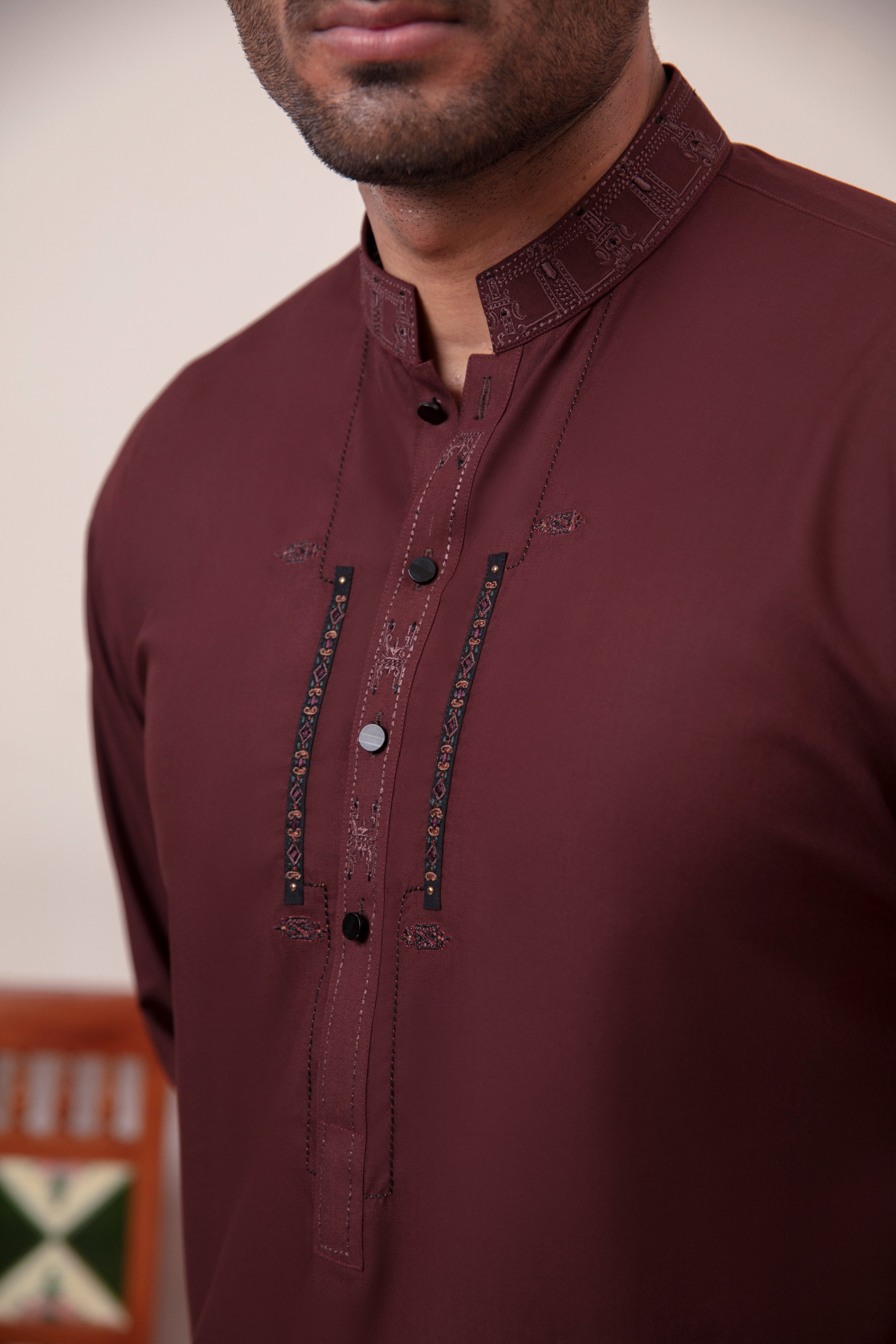 MAROON BLENDED KAMEEZ SHALWAR