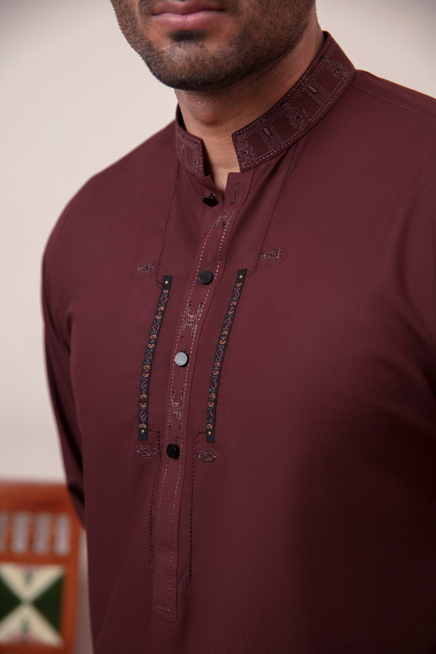 MAROON BLENDED KAMEEZ SHALWAR