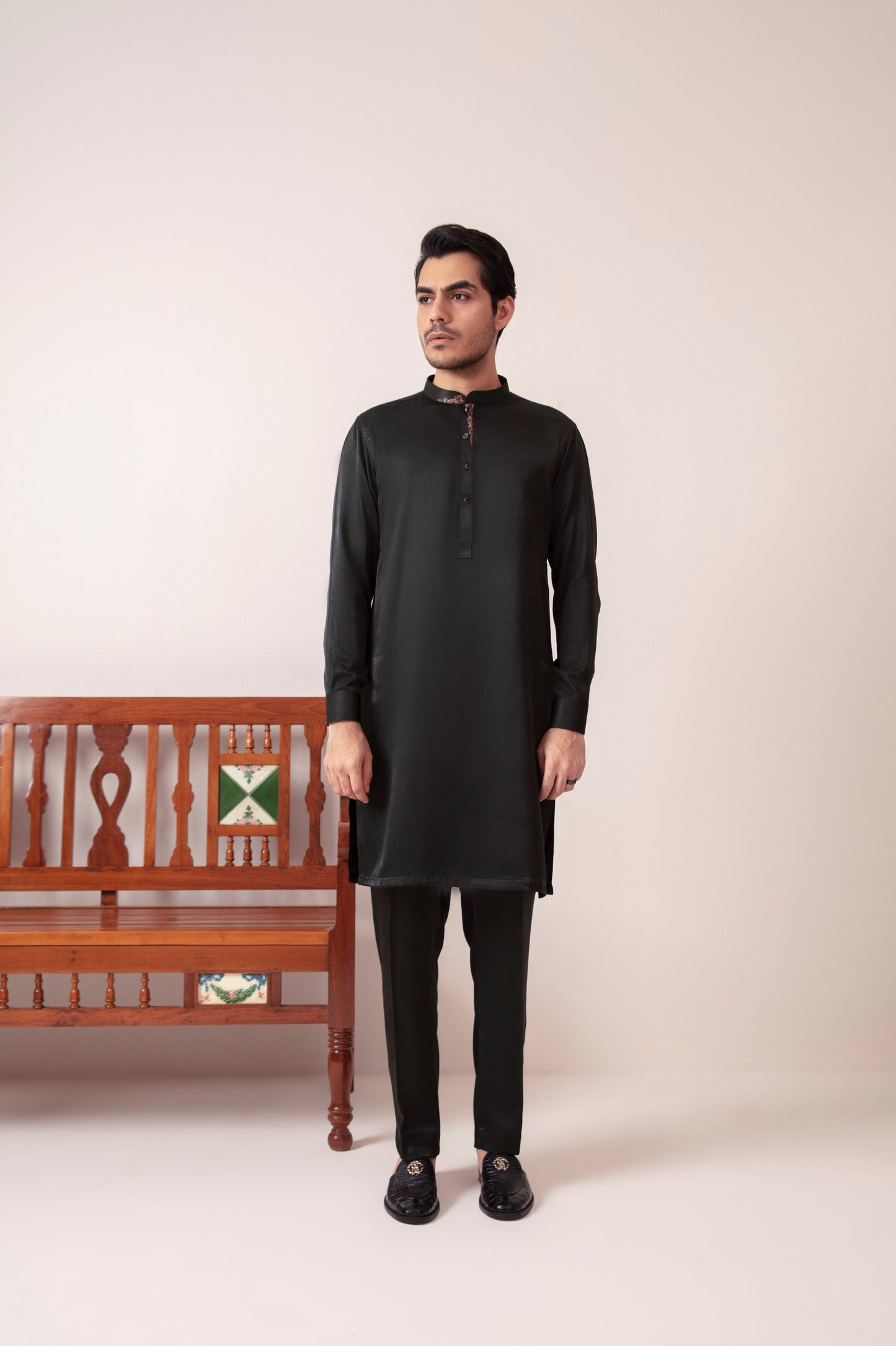 Black SILK KURTA PAJAMA