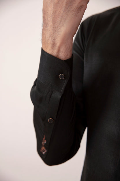 Black SILK KURTA PAJAMA