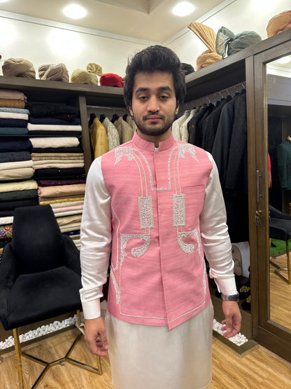 Pink Hand Embroidered Waistcoat