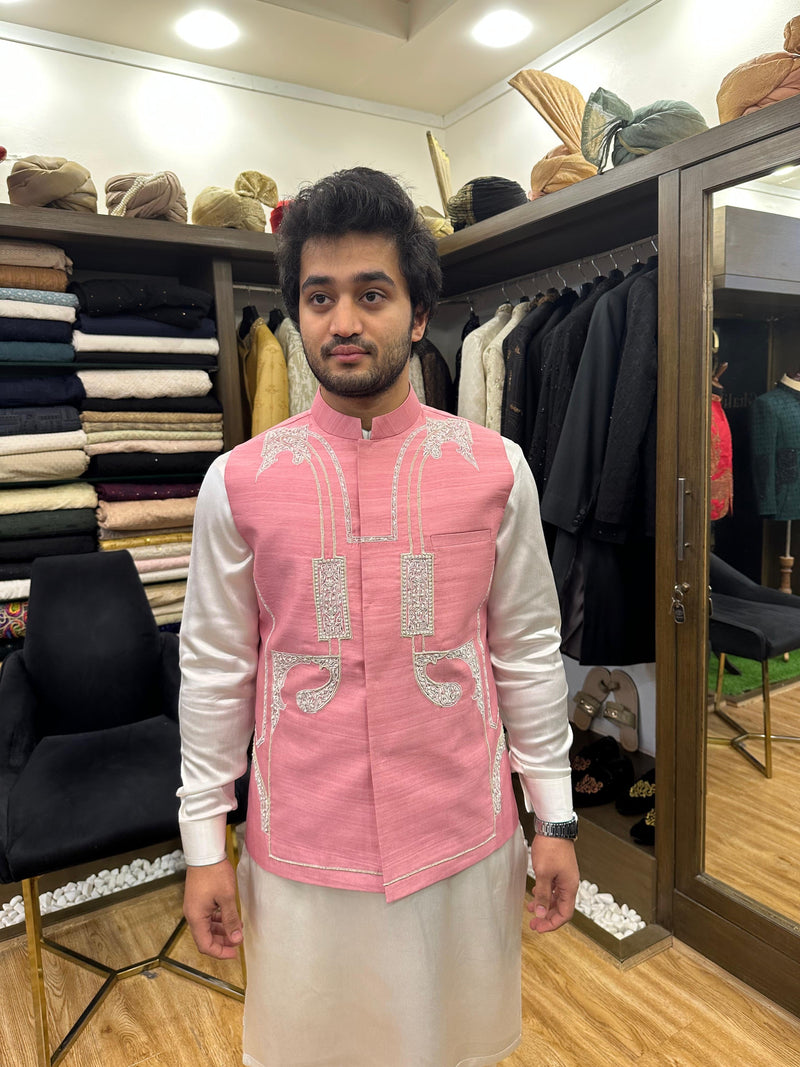 Pink Hand Embroidered Waistcoat