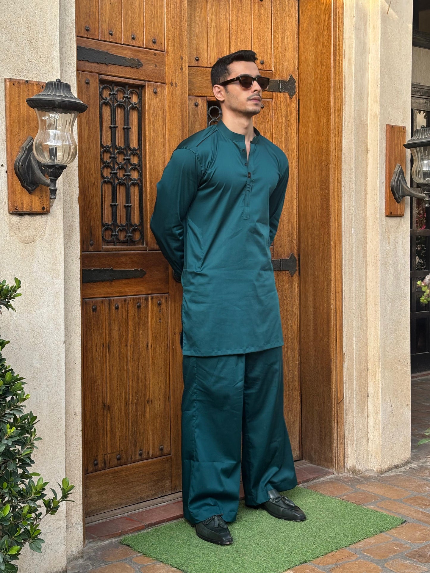 Bottle Green kurta with Bell Bottoms