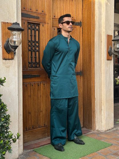 Bottle Green kurta with Bell Bottoms