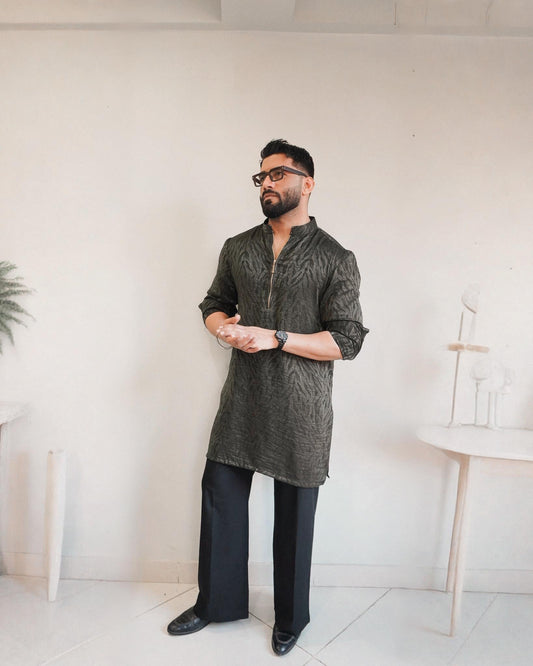 Green Short Kurta with Bell Bottom