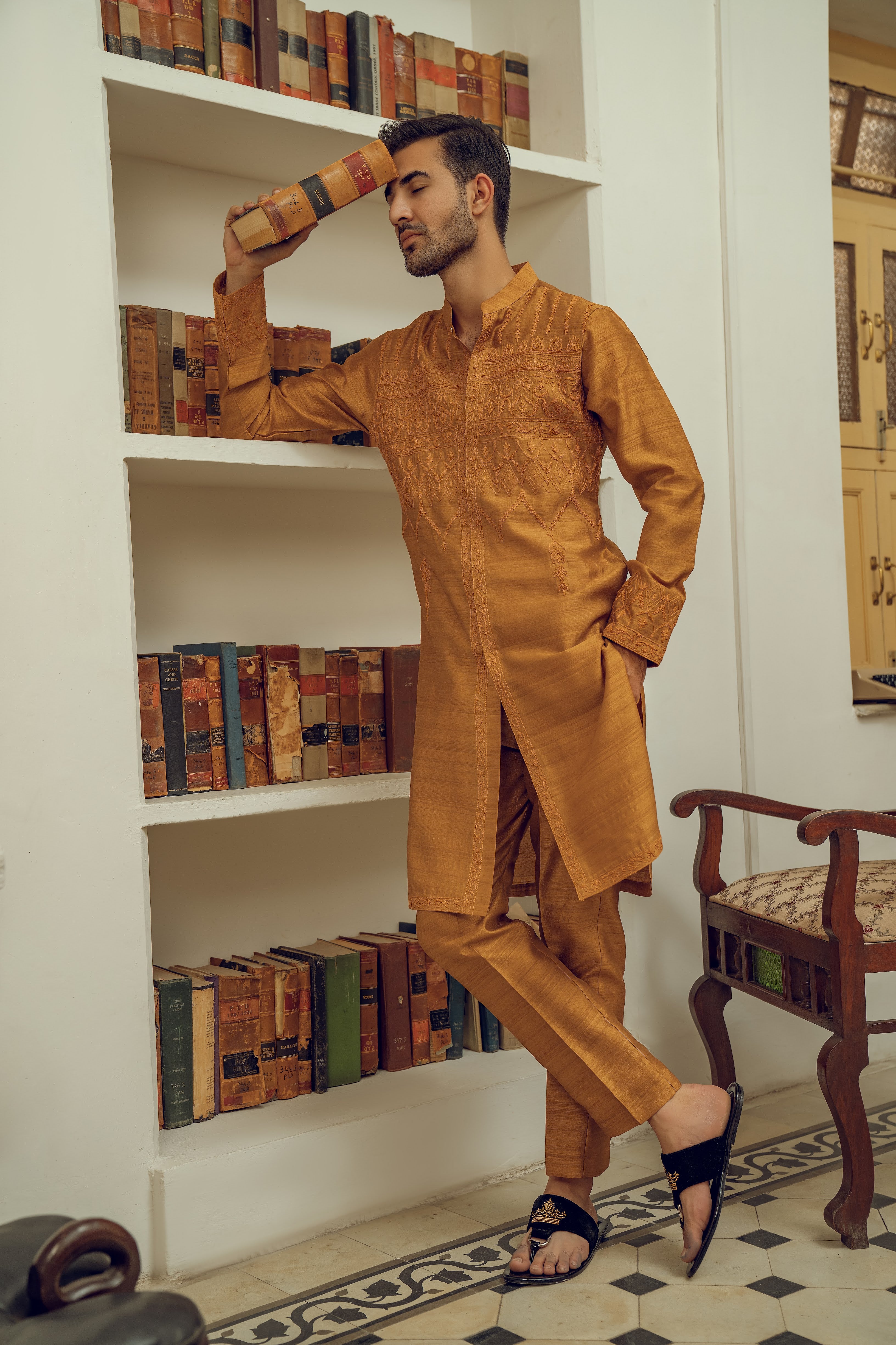 GOLDEN BROWN FESTIVE KURTA