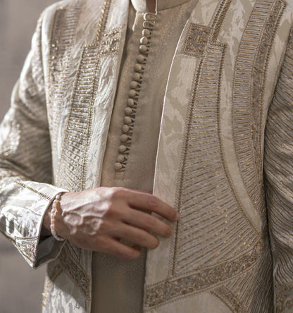 Greyish Hand-Embroidered Monkey Jacket Set