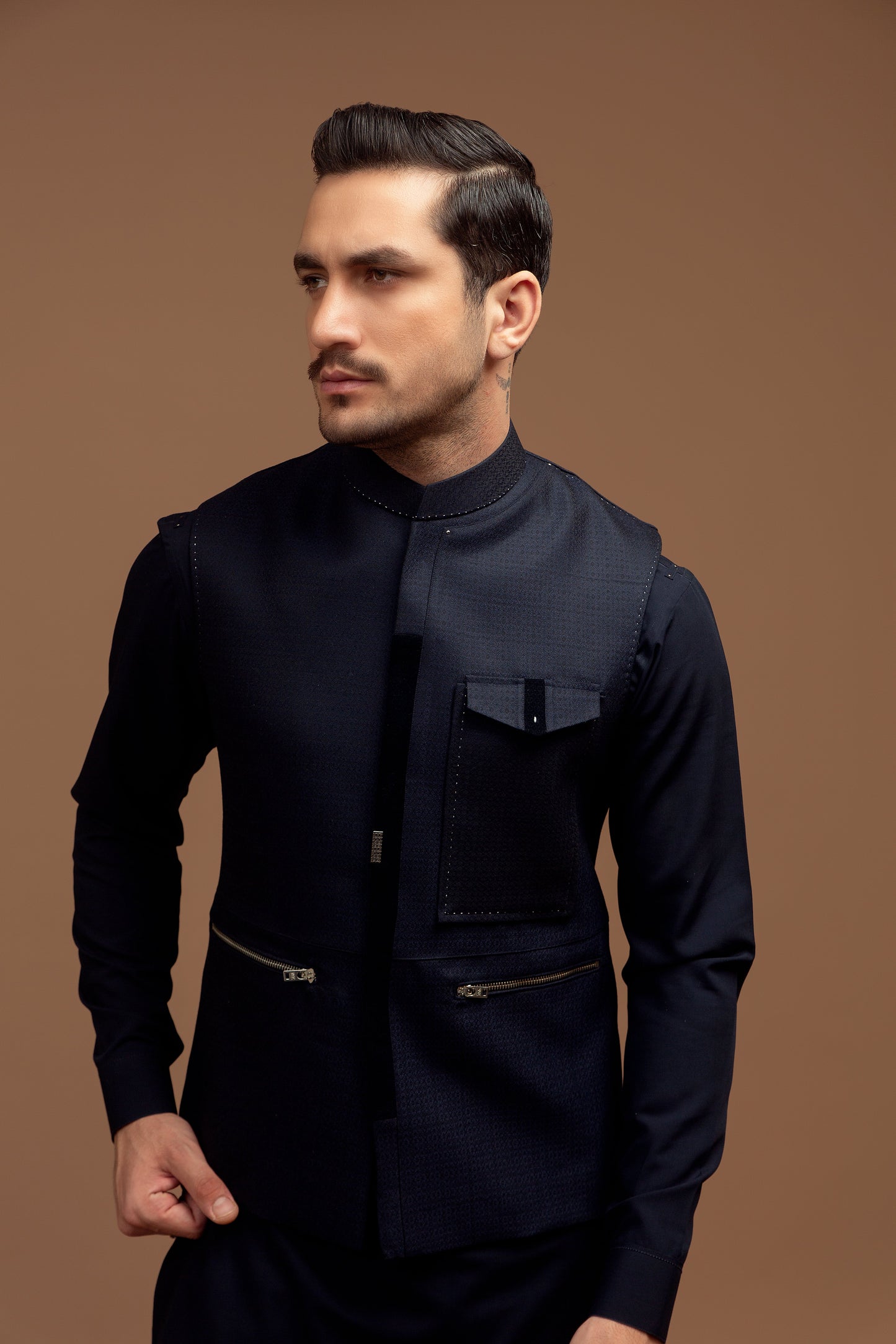Dark Blue detailed Waistcoat