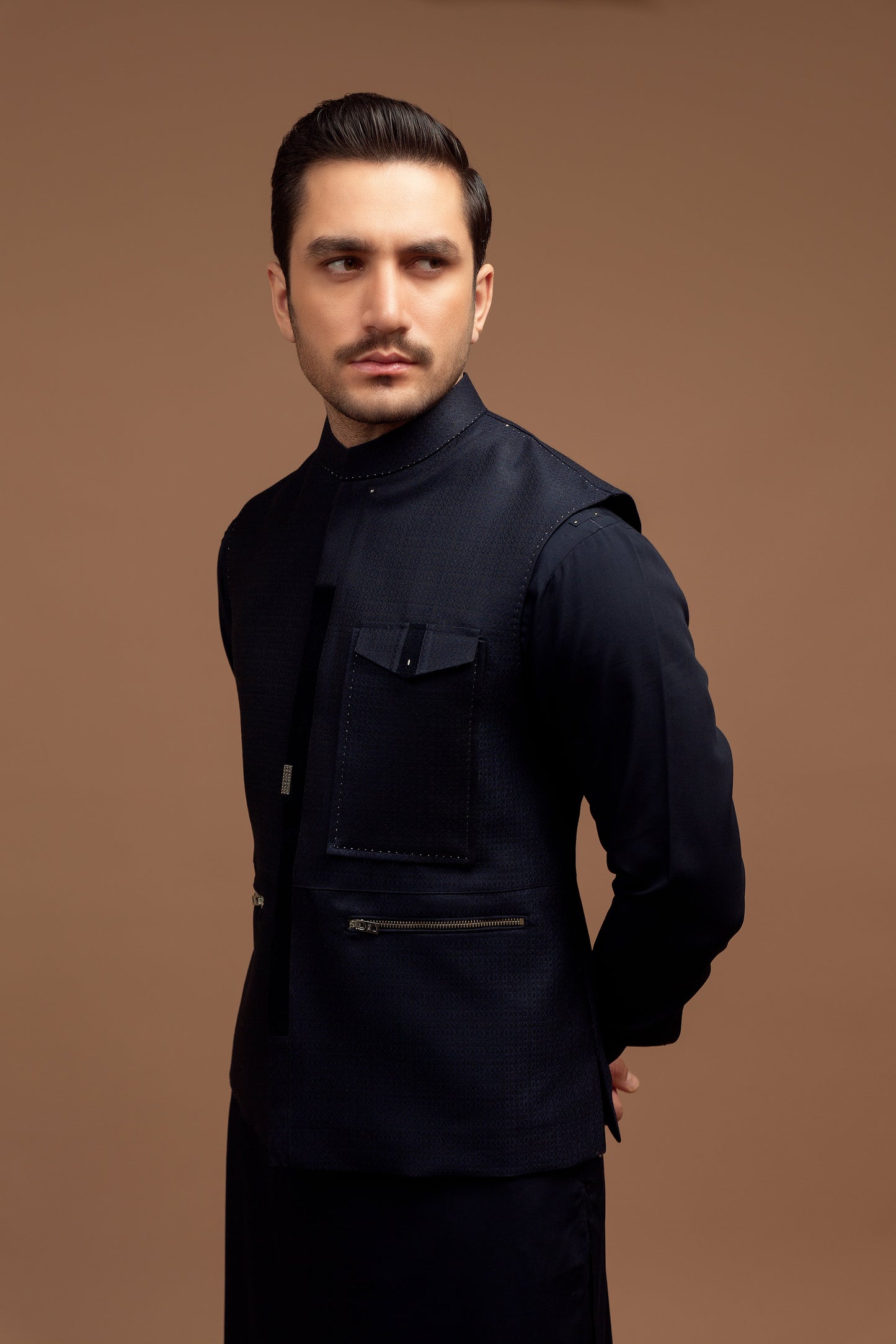 Dark Blue detailed Waistcoat