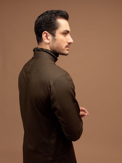 Olive Green Shalwar Kameez Minor Designing