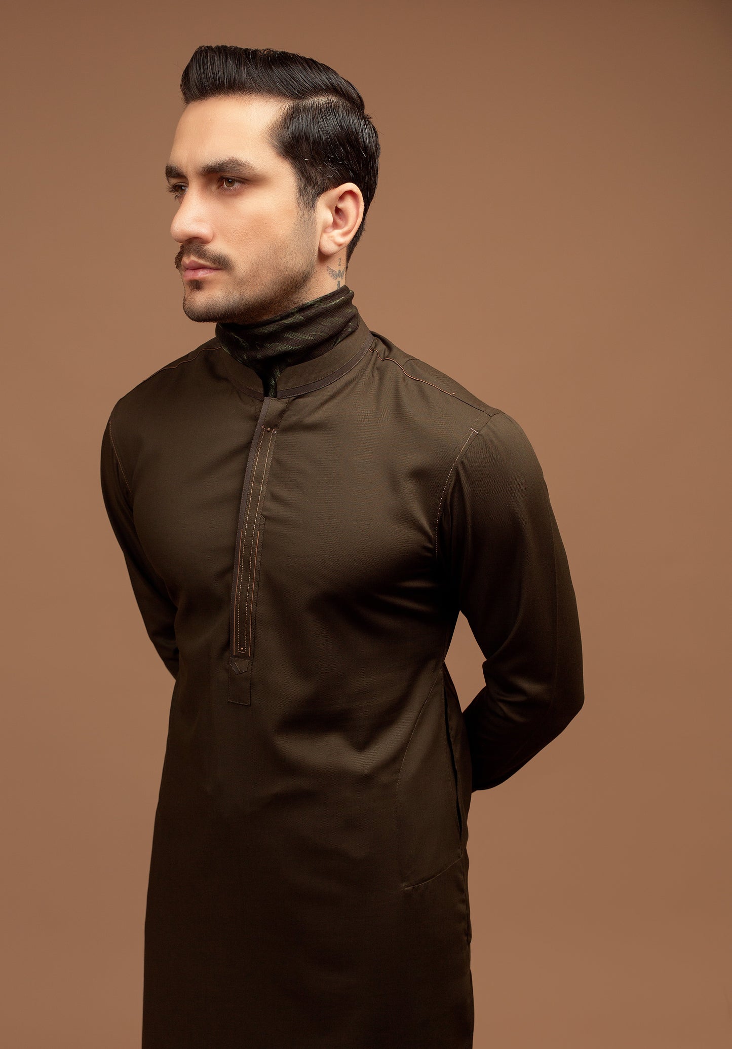Olive Green Shalwar Kameez Minor Designing