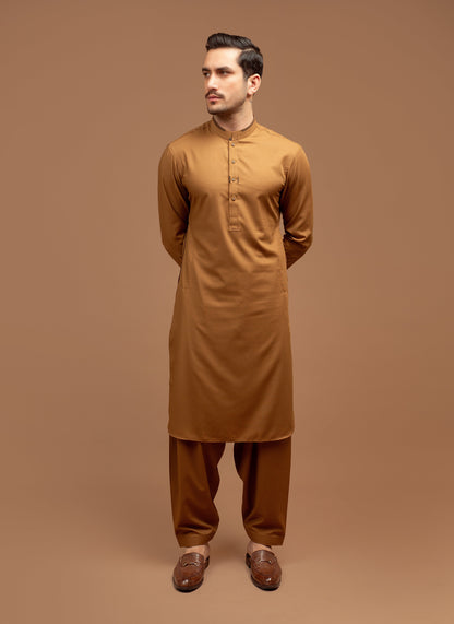 Rusted Brown Shalwar Kameez Minor Detailing
