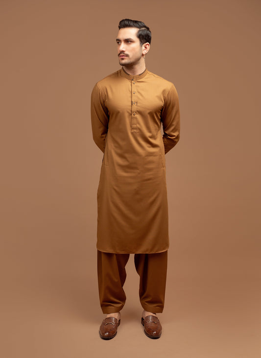 Rusted Brown Shalwar Kameez Minor Detailing