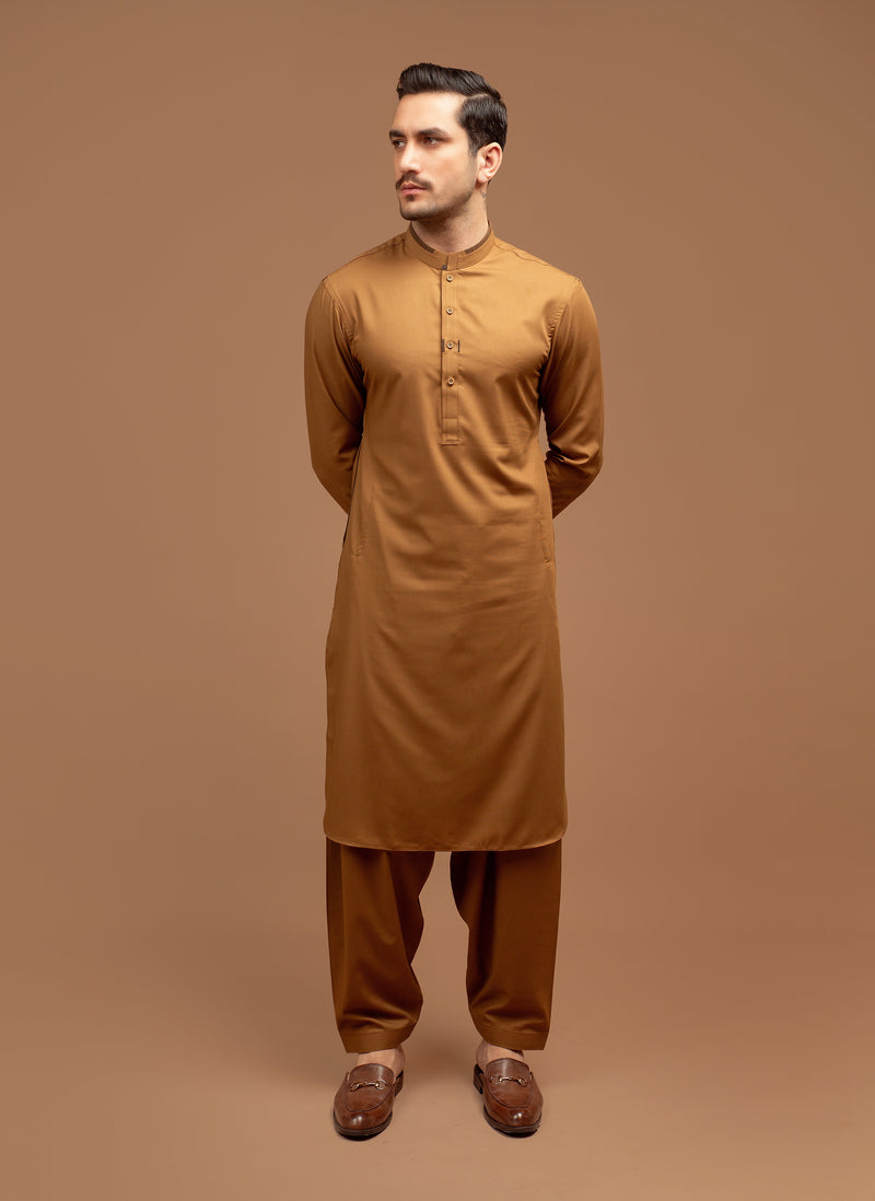 Rusted Brown Shalwar Kameez Minor Detailing
