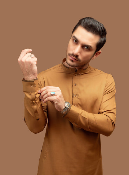 Rusted Brown Shalwar Kameez Minor Detailing