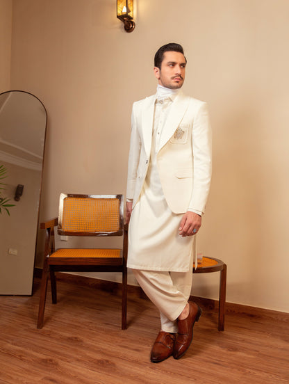 Single Button White Coat